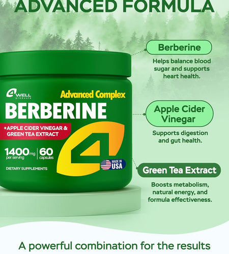 Berberine HCL Supplement - 60 Capsules