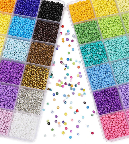 5200Pcs Glass Rice Beads Jewelry Making Kit – 24-Grid Box for DIY Bracelets, Earrings & Kandi Accessories | Handmade Craft Supplies Set